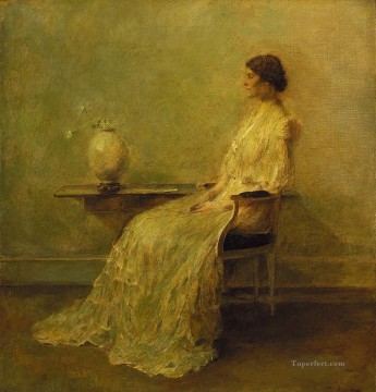 トーマス・デューイング Painting - 白い服を着た女性 トーマス・デューイング